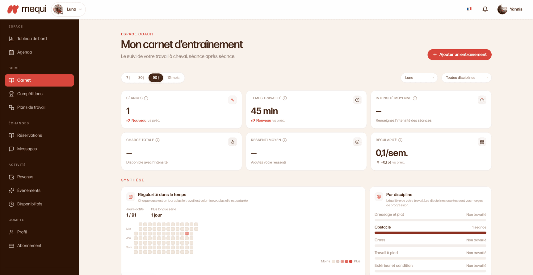 Capture d'écran de l'interface de Mequi (3 sur 3)